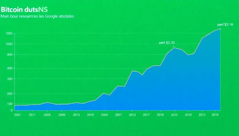 Graphique montrant l'évolution du prix du Bitcoin avec les recherches Google associées, illustrant les cycles haussiers et les phases paraboliques.