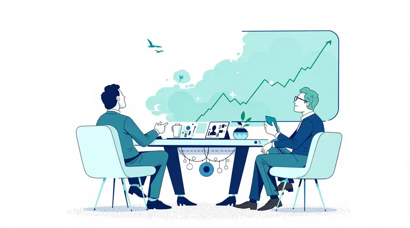 Illustration d'experts discutant des stratégies d'investissement pendant un bear market