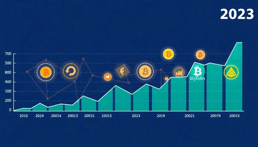 Une image représentant un graphique de tendances des cryptomonnaies en 2023.