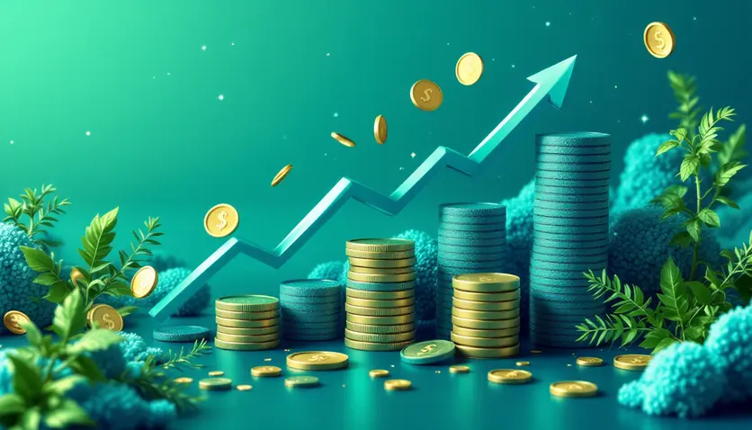 Une image conceptuelle représentant la réussite financière, avec des éléments comme une flèche ascendante, des pièces de monnaie et un portefeuille, symbolisant la croissance et la stabilité des investissements. Une image conceptuelle représentant la réussite financière, avec des éléments comme une flèche ascendante, des pièces de monnaie et un portefeuille, symbolisant la croissance et la stabilité des investissements.